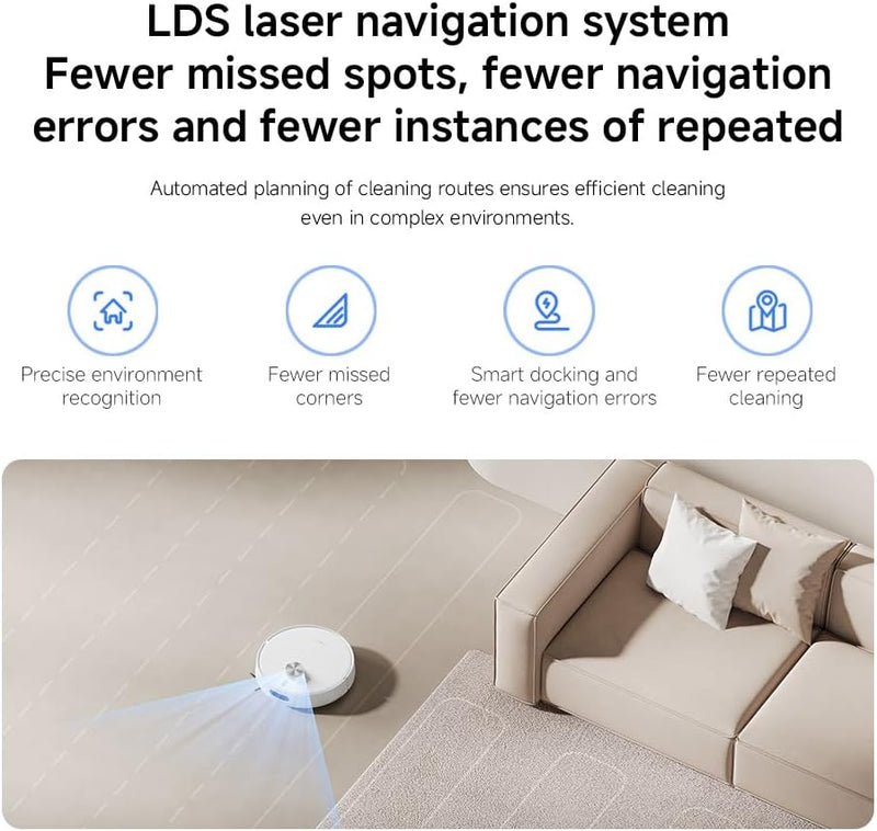 Xiaomi Robot Vacuum S40 Smart Laser Navigation Robot Mop, Powerful 10000 Pa Suction for Pet Hair, Carpets & Hard Floors