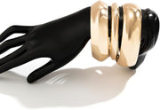 3 Pcs Set Chunky Gold Bangles for Women - Wide Stackable Statement Bracelets, Fashionable Gold Tone Cuff Bangles, Trendy Wrist Jewelry for Everyday & Gifts