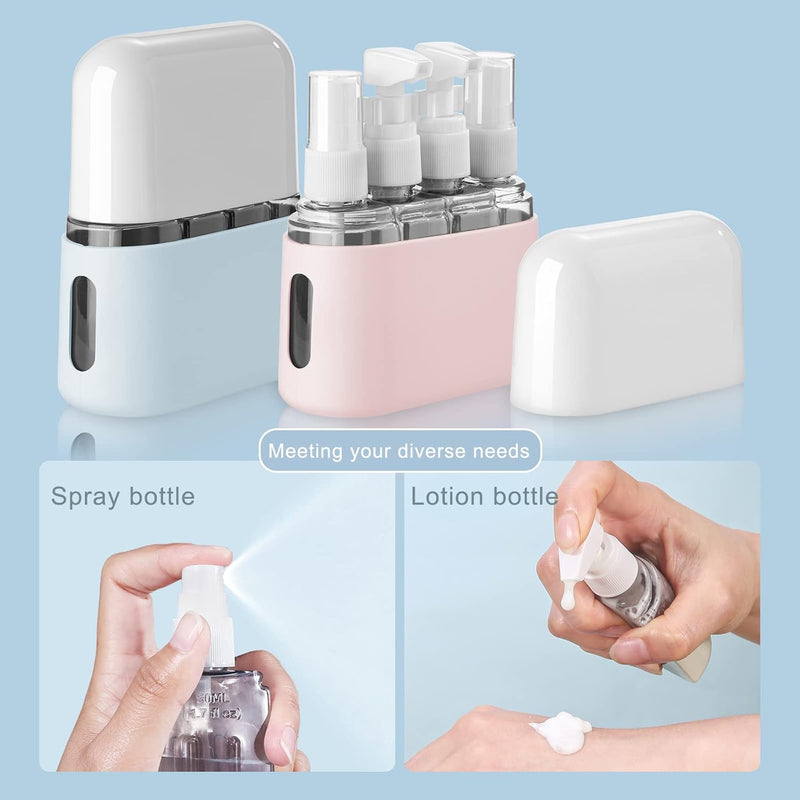 4 Pack Travel Bottles Set for Toiletries: TSA Approved Travel Containers, 50ml/2oz Leak Proof Travel Size Accessories with Label and Storage Box, Perfect for Business or Personal Travel Use, Pink