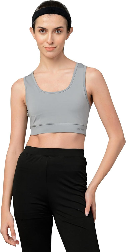 Women's PS CNS Regular Fit Dry-Fit Gym & Training Sports Bra - LT GREY
