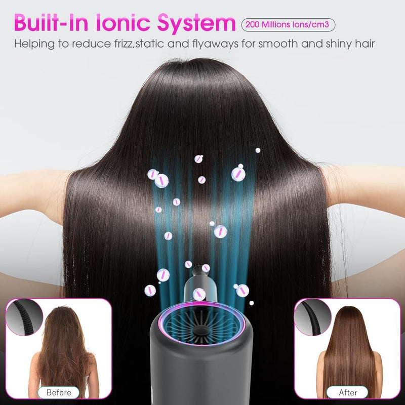 Oxsaytee 2400W Hair Blow Dryer with Diffuser, Foldable Mini Travel Hair Dryer, Ionic Hair Dryer With Storage Bag Bow Dryer for Curly Hair Fast Drying For Home Salon Travel (Black)