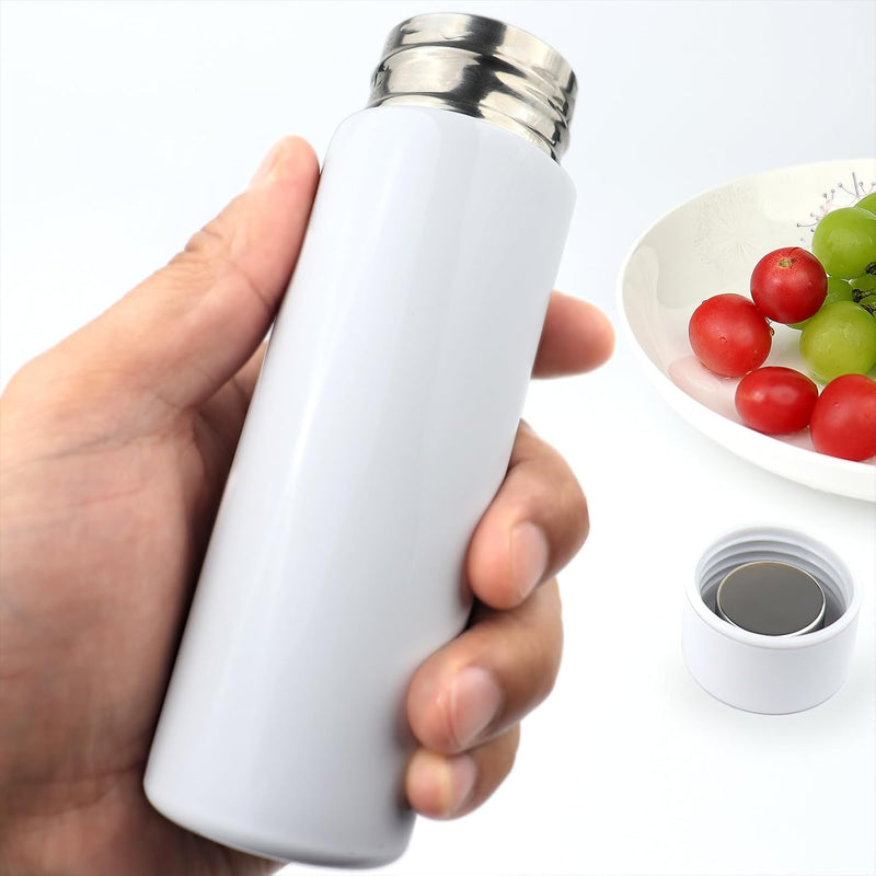 Mini Water Bottle, Mini Insulated Stainless Steel Bottle, 5oz/150ml Vacuum Insulated Reusable Leak Proof Stainless Steel Thermos, Flask Keeps Drink Cold and Hot for Purse Kids Women Lunch Bag - White
