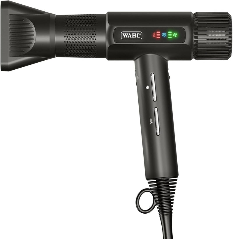 Wahl Vanquish Hair Dryer, Lightweight, LED Display, Quiet, Professional 3 Attachments, Powerful, Cool Drying, 3 Speed-Settings, Auto-Clean, Even Drying, Quick Dry