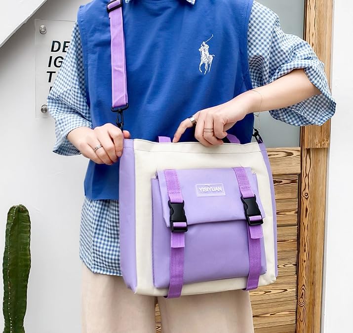 TAPIT 5PCS School Backpacks Combo Set with Bear Pendant Back to School Supplies Cute Schoolbag Lunch Bag Pencil Case Shoulder Bag Travel Bag Gifts for Girls Purple, One Size