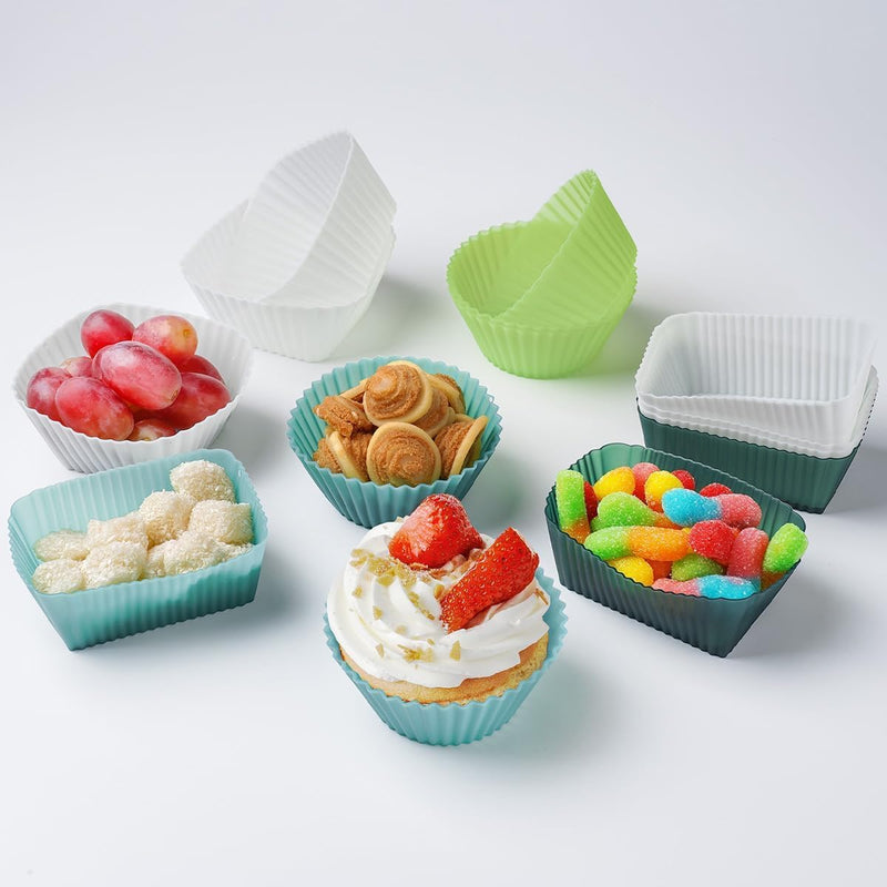 Reusable Baking Cups Silicone Cupcake Liners 34 Pack Muffin Liners Nostick Cake Molds Bento Lunch Box Dividers