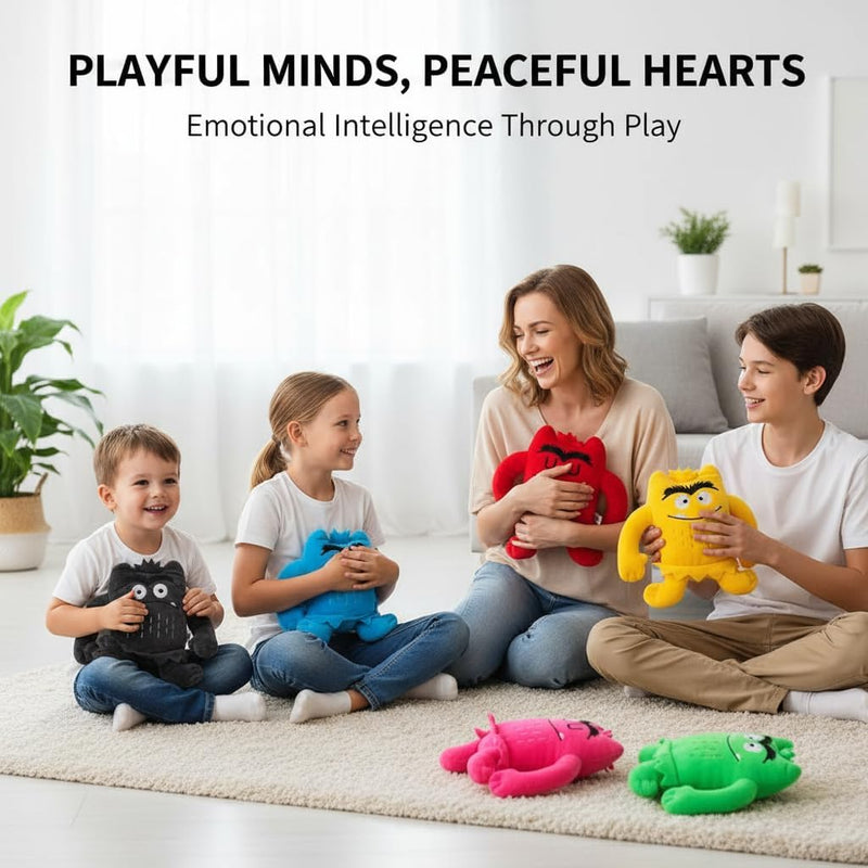 Colour Monster Plush Toys for Kids Age 4+, Emotional Development Soft Dolls, Sad Blue & Happy Yellow Cute Monster Stuffed Animals, Ideal Birthday, Holiday Gifts & Kids Room Decor