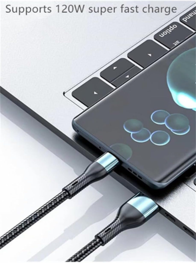 3-in-1 USB Fast Charging Cable - 120W Power Super Fast Charger Cords Universal Phone Charger, Multiple Charger Wire for Cellphone, Tablets and More