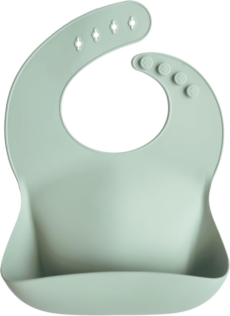 Silicone Baby Bib with Built-in Neck Fastener - Dishwasher Safe BPA-Free Baby Feeding Set for Comfort & Cleanliness - Elegant Patterns for Stylish Bibs 11 x 9.5 inches Clay, One Size - Cambridge Blue