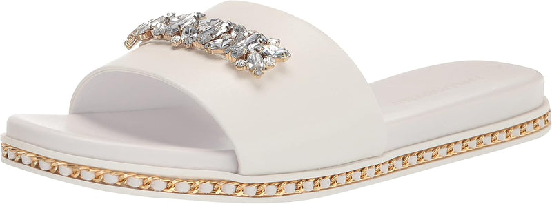 Paris Women's Bijou Fashion Slide Sandal - Brt White