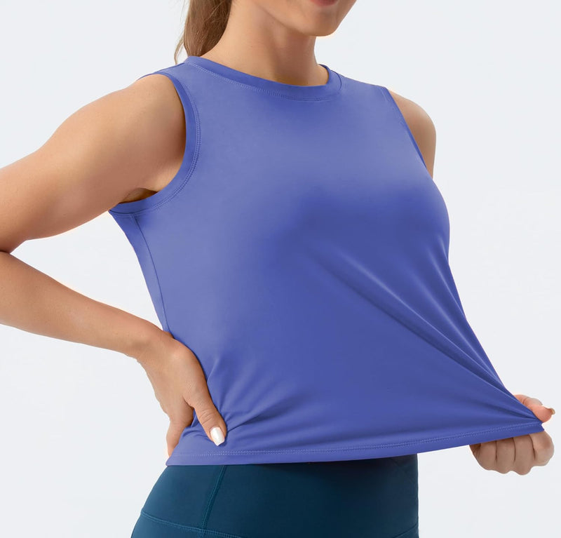 THE GYM PEOPLE Ice Silk Workout Tops for Women Quick Dry Muscle Gym Running Shirts Sleeveles