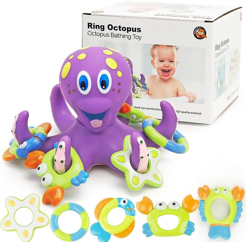 Baby Bath Toys, Octopus Bathtub Toys for Toddlers 1-3 Years Old, Floating Pool Games, Water Toys for Swimming, Ideal Birthday Gifts for Boys and Girls