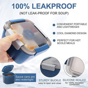 Lunch Box, 1500mL Bento Box with 4 Compartments, Leak Proof, Microwave Safe, Green