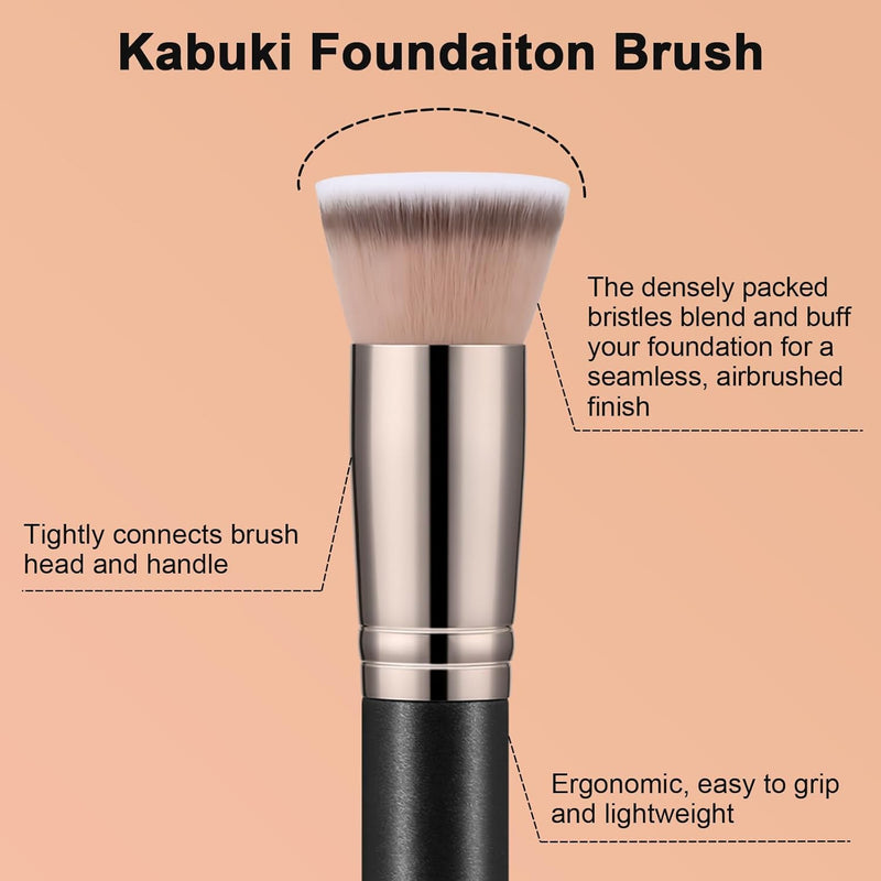 TEOYALL Setting Powder Brush, Ultra Plush Fluffy Synthetic Bristles Makeup Buffing Brush for All-Over Application With Bronzer Foundation