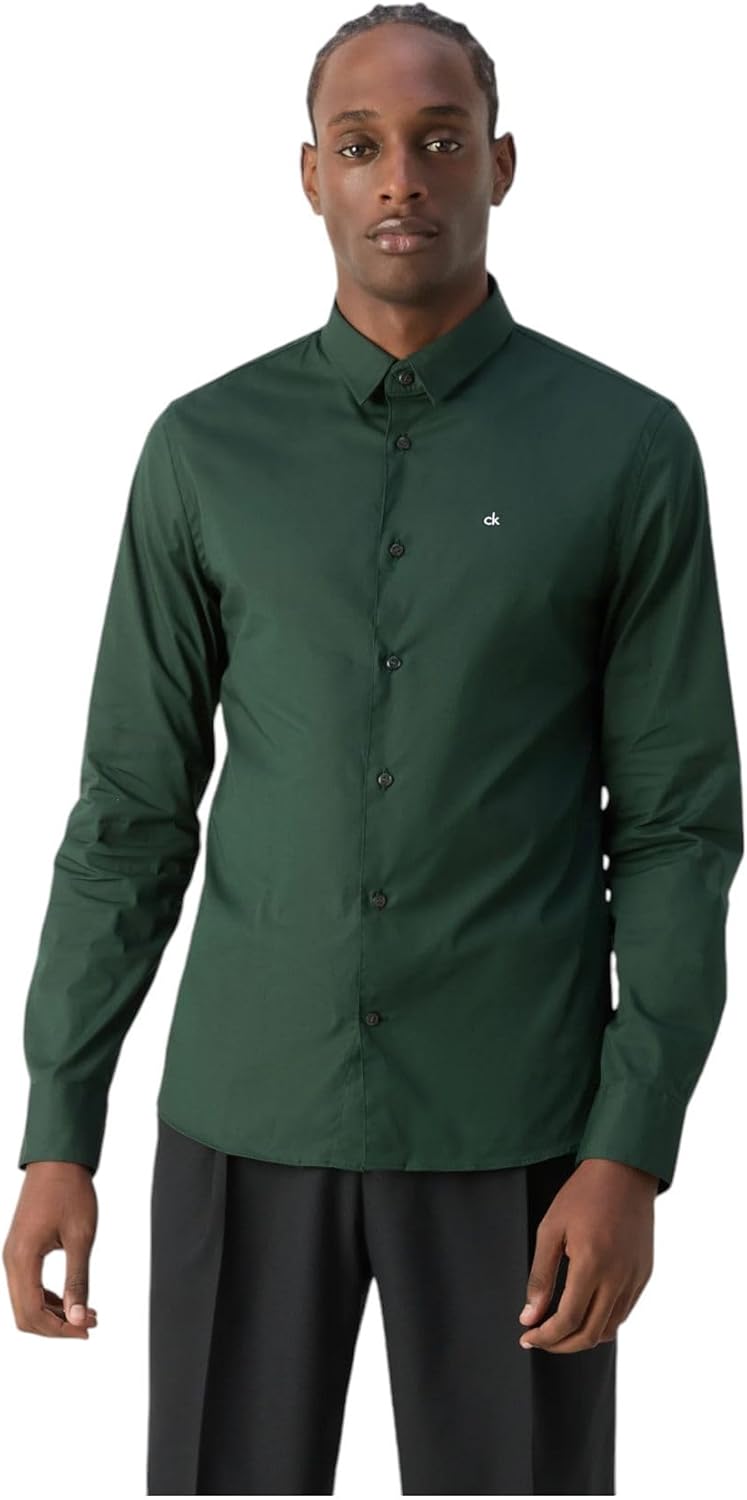 Calvin Klein Mens Poplin Stretch Slim Shirt Shirt