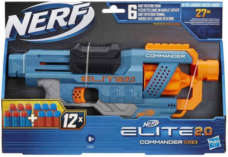 Nerf Elite 2.0 Commander Rd-6 Blaster, 12 Nerf Elite Darts, 6-Dart Rotating Drum, Toy for Kids,Teens and Adults, Outdoor Kids Toy, Toys for Boys and Girls Ages 8+