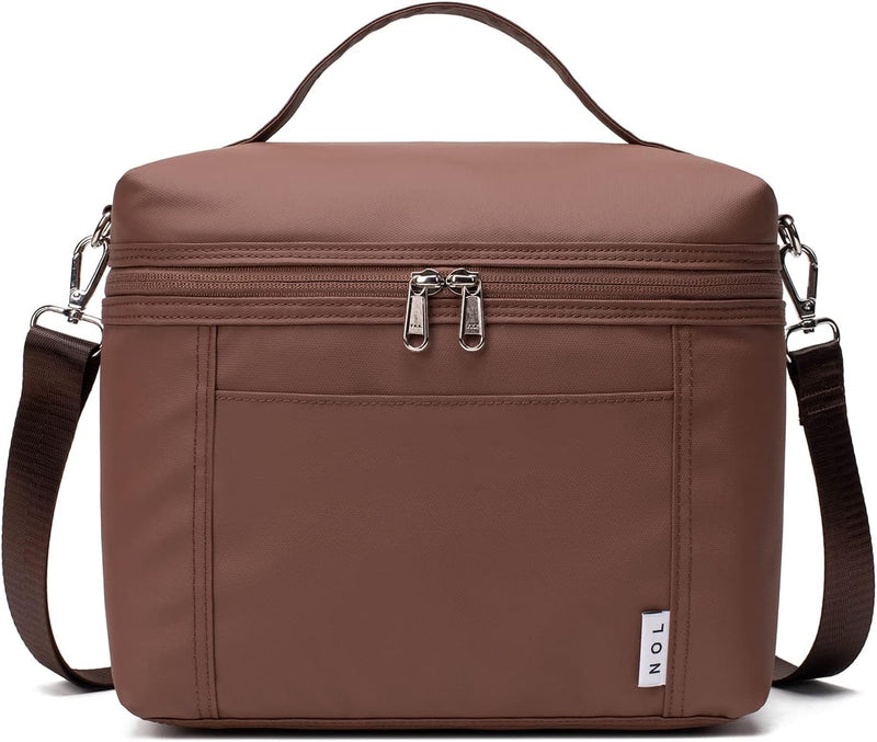 Insulated Lunch Bags for Women Cooler Bag Lightweight Nylon Waterproof Lunch Box For Work - Medium (8 Liters) Coffee