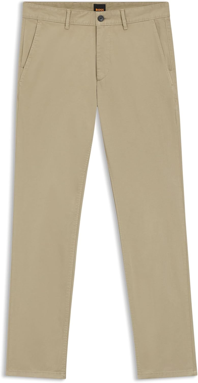 Men's Chino Slim Fit Chino Made of Elastic Cotton Satin - Brown
