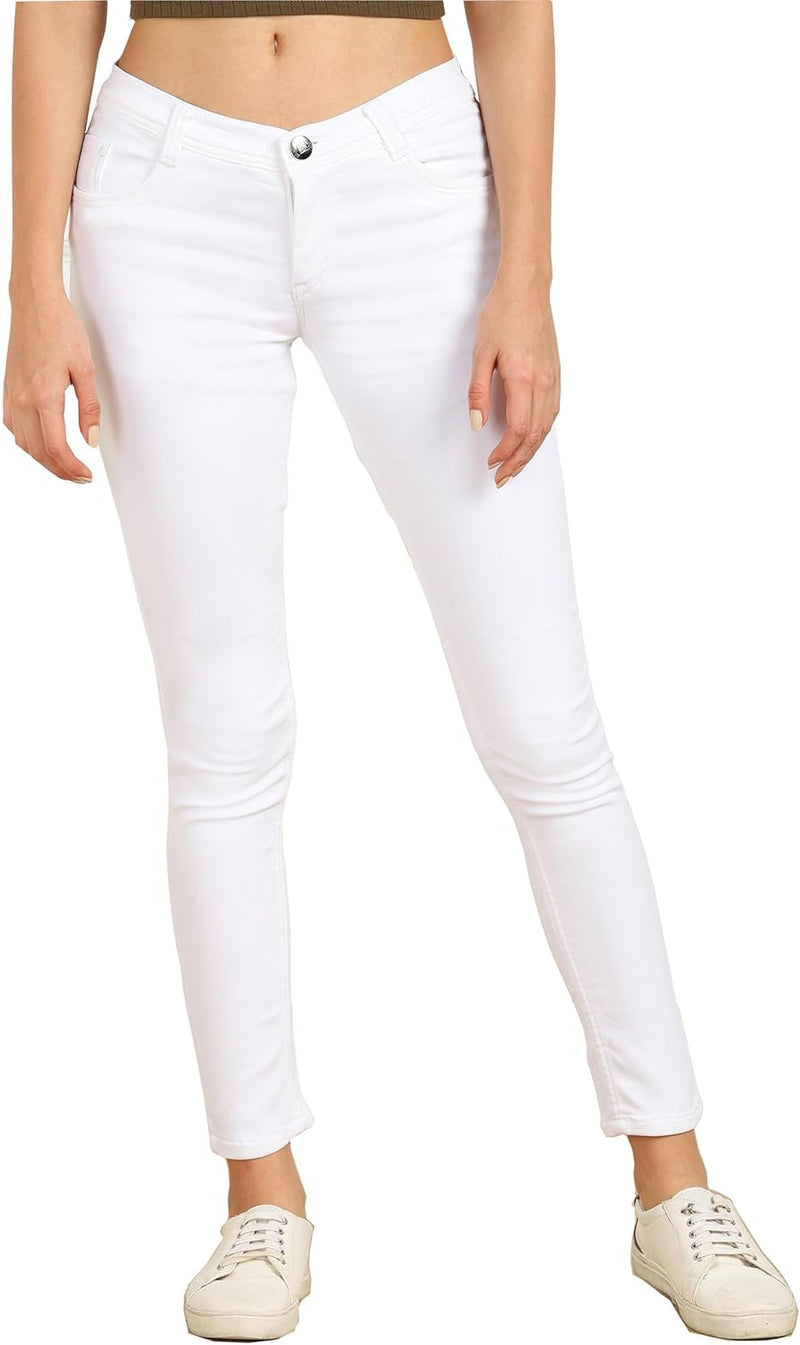 Women's Denim Stretchable Slim Fit Jeans - White
