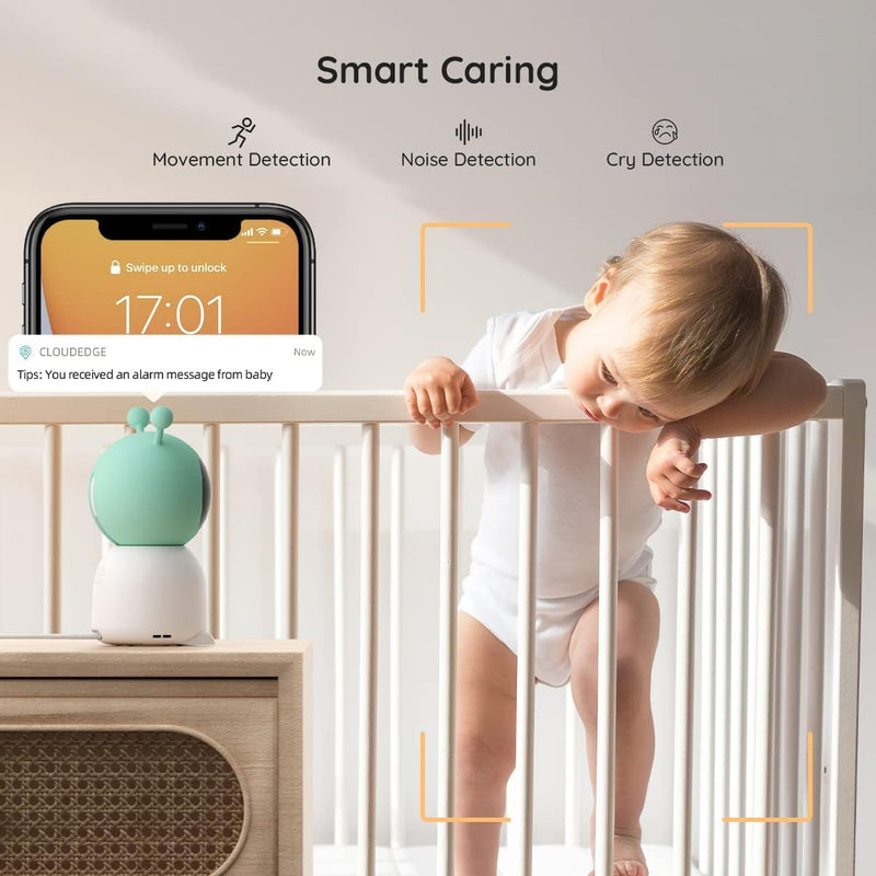 BOIFUN 2024 5" Split Screen Baby Monitor with 2 Cameras, 2K WiFi, Motion & Sound Detection, Temperature & Humidity Sensor, Night Vision