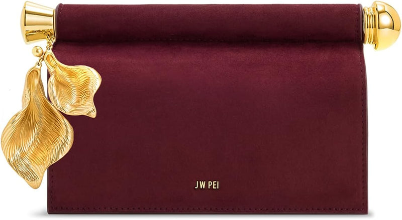 Women's Holly Metal Pendant Embellished Clutch - Red-brown