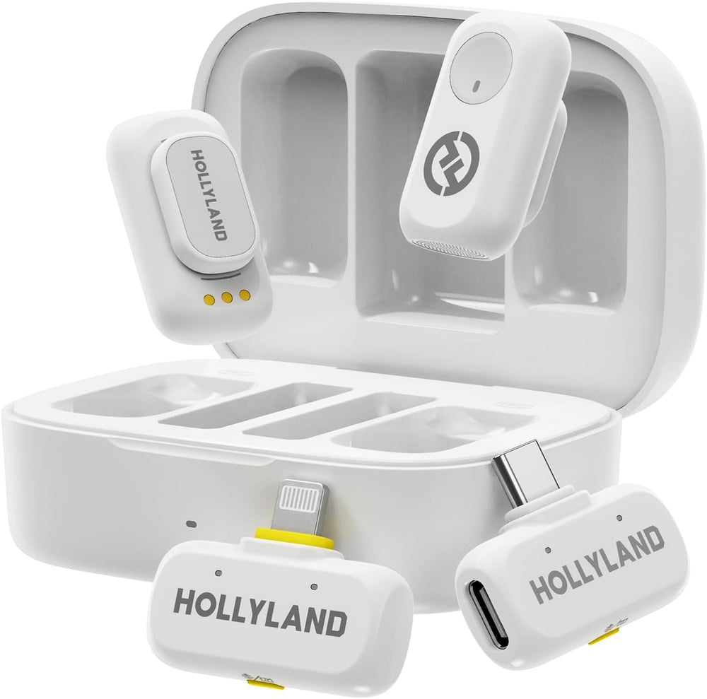 Hollyland LARK A1 Wireless Microphone for iPhone 14/13/12, Pure Sound, 3-Level Intelligent Noise Cancellation, Magnetic Microphone for Vlogging, YouTube, Podcast, TikTok (Duo (TypeC RX))