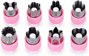 Vegetable Cutter Shapes Set, Stainless Steel Cookie Cutters With Pusher Fruit Cookie Pastry Mold For Kitchen (Red) - Pink