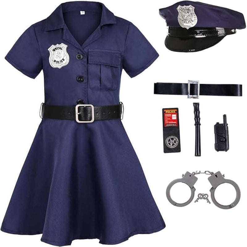 Jorunb Children'S Cosplay Costume,Astronaut, Firefighter, Doctor, Nurse,Police Costume For Children, Cosplay Accessory Sets For Carnival, Halloween, Birthday,Cosplay Party - police