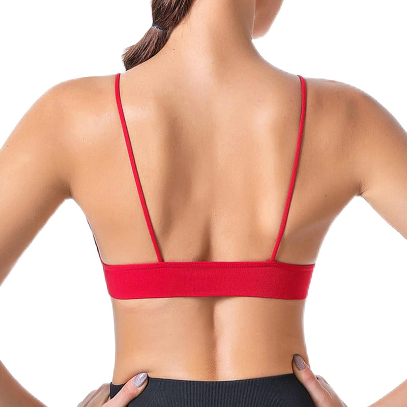 Dress Cici Women'S V Neck Triangle Strappy Sport Bra With Strappy Shoulder Strap
