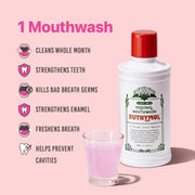 Mouthwash Original 500ml, Flouride Free Alcohol-Free, Distinctive Strong Taste Flavour, Reduce Plaque Gingival Clean Healty Teeth Gums, Freshens Breath Refreshing Daily Oral Dental Care - 500 ml