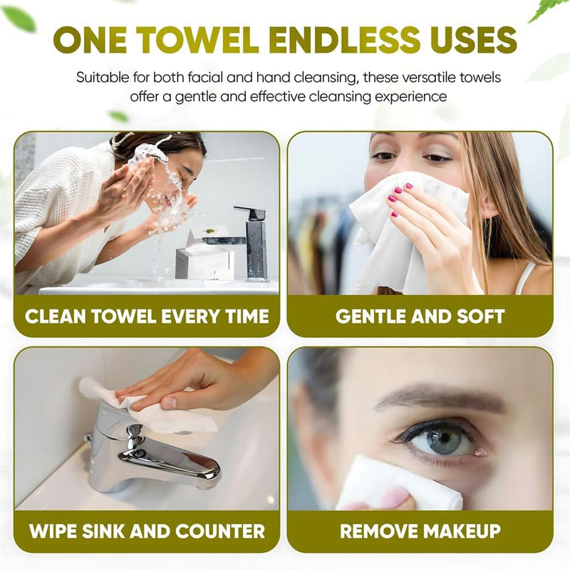 100 PCS AZONEE Premium Disposable Face Towels, Extra Large 7.8" x 7.8", Lint Free, Super Soft, 100% Biodegradable, Chemical & Fragrance Free,