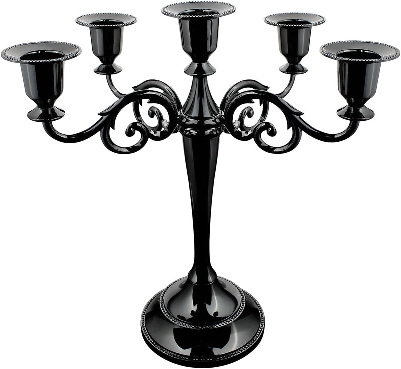 RICHEE-NL Maiheimoon Metal Candelabra Retro Candlestick Holder for Candlelight Dinner and Table Decoration (5 Arms-black-1)