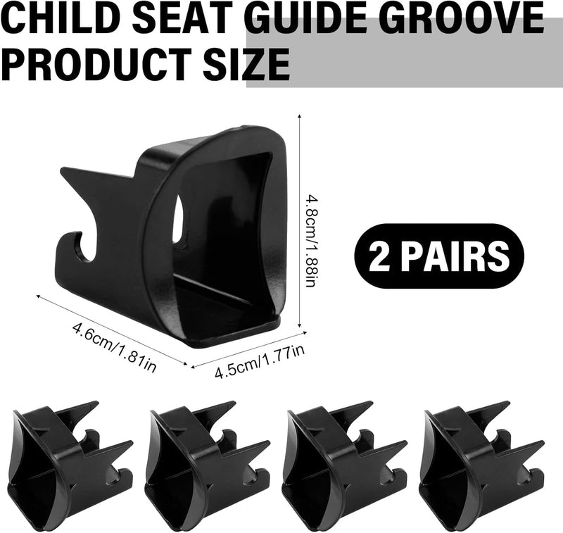 JUGCUT 2 Pairs of Child Safety Car Seat Guide Slot, Isofix Guide Groove Seat Belt Bracket Connector Universal Fit Black