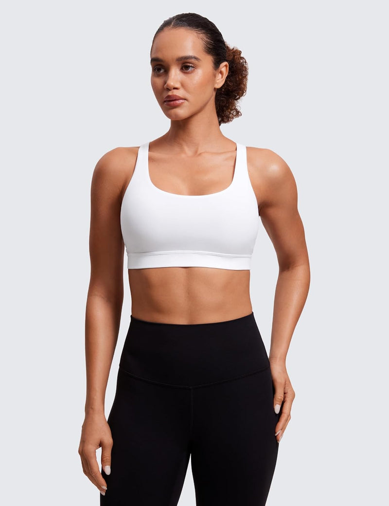 CRZ YOGA Women's Strappy Sports Bras Fitness Workout Padded Yoga Top Criss Cross Back Cami