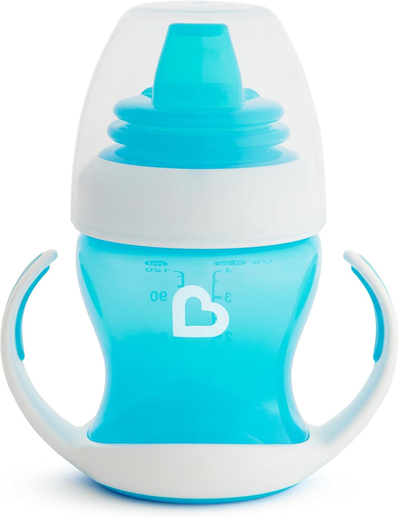 Munchkin Gentle Transition Trainer Cup, Spout transition from bottle to spill proof cup, leak proof and anti-slip handle for Baby/infant, boys and girls, 4oz Cpacity,4 months and above, Pink