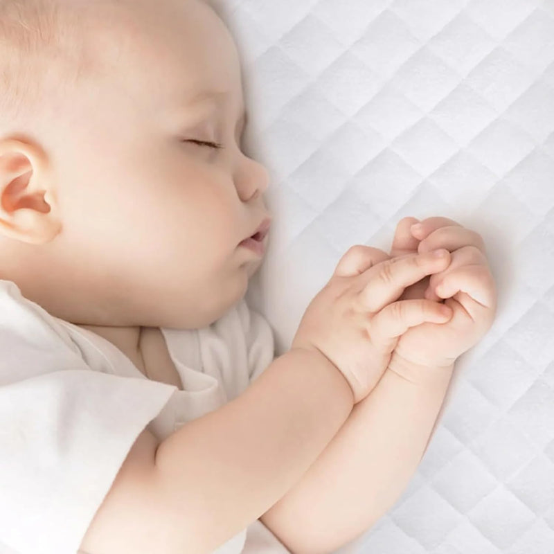 Buy All Here Infant Foam Moses Basket Mattress, Thick and Super Soft, Oval Shaped Mattress Fits Mamas & Papas Mothercare, Double Sided, Removeable Quilted Zip Cover, Made in UK (74 x 33 x 4 CM)