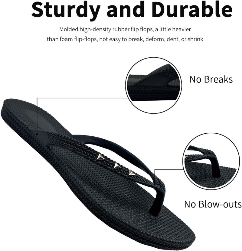 Rivet Decor Flip Flops, Comfortable Non - Slip Beach Sandals for Women, Fashion Outdoor Flip Flops