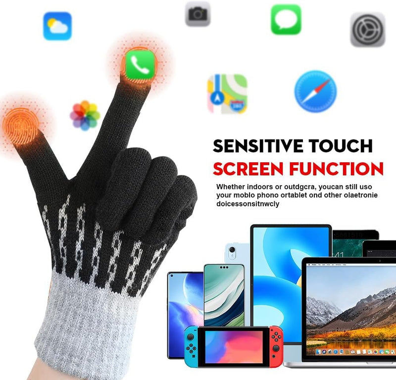 USB Heated Gloves for Men and Women, Double-Sided Heated Gloves with Touch Screen, 3 Temperature Levels Adjustable, Full Finger Electric Gloves for Winter Outdoor Activities, Skiing, Office, Sledding