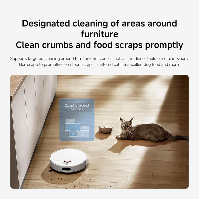 Xiaomi Robot Vacuum H40, 10000Pa powerful suction, LDS Navigation, Smart Mapping, Anti-tangle brush, Auto Dust Emptying, 180min Runtime, Works with Xiaomi Home App, Voice Control