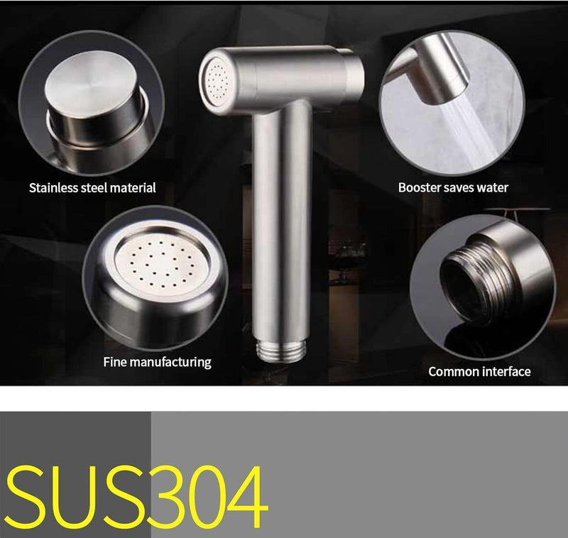 Joyzzz Bidet Toilet Sprayer Head, Wall Mounted Bidet Hand Shower, Stainless Steel Bidet Sprayer for Toilet, Hand Held Toilet Bidet for Kitchen, Bathroom, Shower and Toilet Cleaning