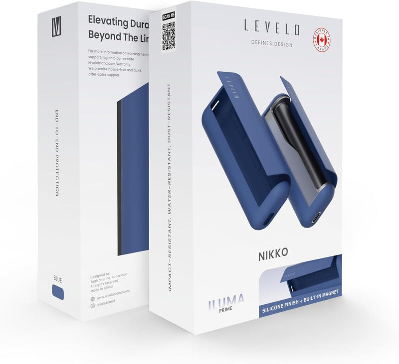 Levelo Nikko Silicone Case Compatible with IQOS Iluma 2023, Elevated Durability, Slip-Resistant, Ultra-Slim, Lightweight & Portable, Impact & Dust Resistant - Blue