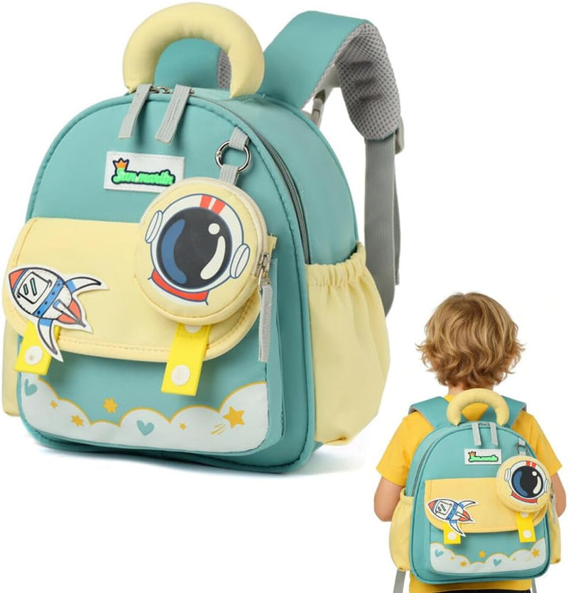 Children's Backpacks,Kids Backpack with Zipper Coin bag,Elementary Kindergarten School Bag for Toddler Boy Girl Student Kids Baby,Fashion Cartoon Lightweight Bookbag for Age 1-6 - Astronaut