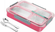 AUTOYSUR Lunch Box Stainless Steel Containers For Adults Men Women, Bento Box Adult Lunch Box W/ 4 Compartments, Insulated Bento Boxes Leakproof,BPA Free,Dishwasher Safe Stainless Steel Bento Box (B) - #1-Pink-4 compartments