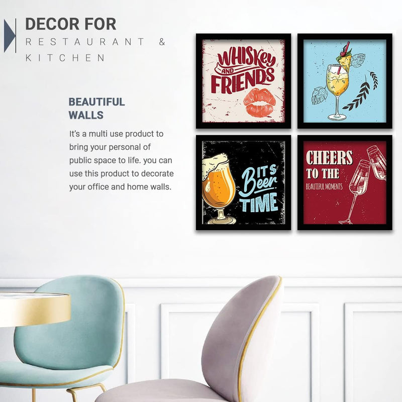kotart Engineered Wood Photo Frames For Kitchen And Restaurant Wall Decoration - Food Quotes Decor Poster With Frame (11 Inch X 11 Inch, Multi) Design-2, Square)