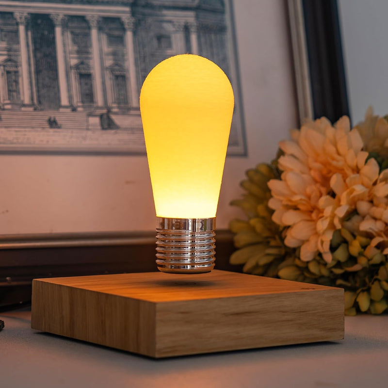 Levitating Bulb Lamp, 360 Degree Rotation Magnetic Floating Light Wireless Desk Lamp Floating Night Light Magnetic Tech Toy Decorative Desk LED Lamp for Gifts Room Home Office Decor