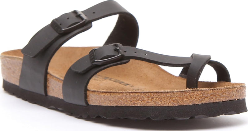 Mayari Birko Flor Thong womens Fashion Sandals - Shiny Black