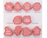 JKWINS 10 Pieces Christmas Cookie Cutters Snowman, Elk, Christmas tree Socks Mini Christmas Cookie Stamps Christmas Shapes 3D Plastic Cookie Cutters for Kids Fondant Cookie Baking