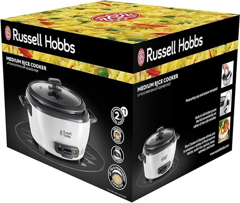 Russell Hobbs Rice Cooker Small [Medium] 0.8L (incl. steamer insert, reheat function, non-stick pot, rice scoop and measuring cup) slow cooker for vegetables and fish