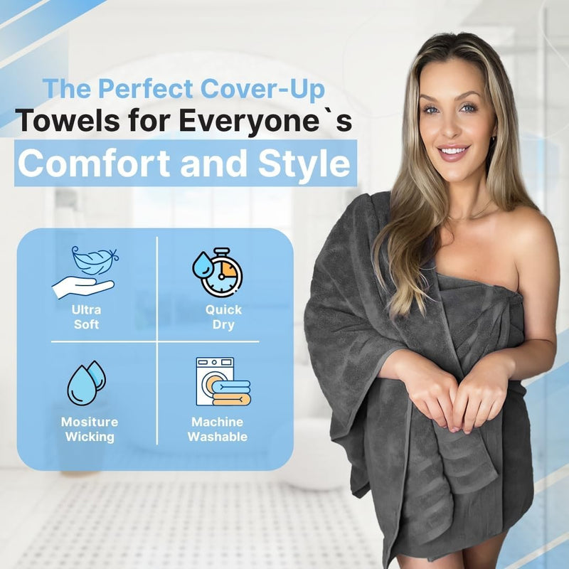 Infinitee Xclusives Premium Cotton Bath Towels Set of 2 (70 x 140 cm) Soft, Highly Absorbent, Quick Dry Towels - Perfect Towels for Bathroom, Gym, Spa & Hotel (Brilliant White)
