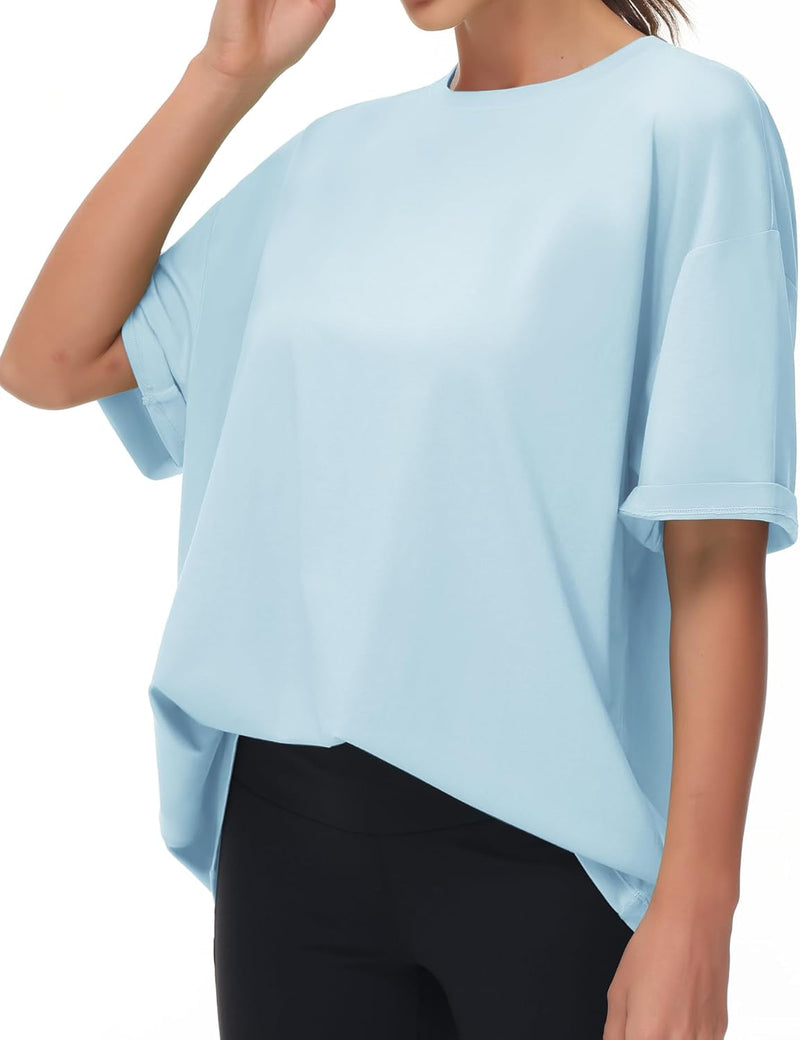 THE GYM PEOPLE Women's Casual Oversized T-Shirts Summer Crewneck Short Sleeve Workout Basic Tee Tops