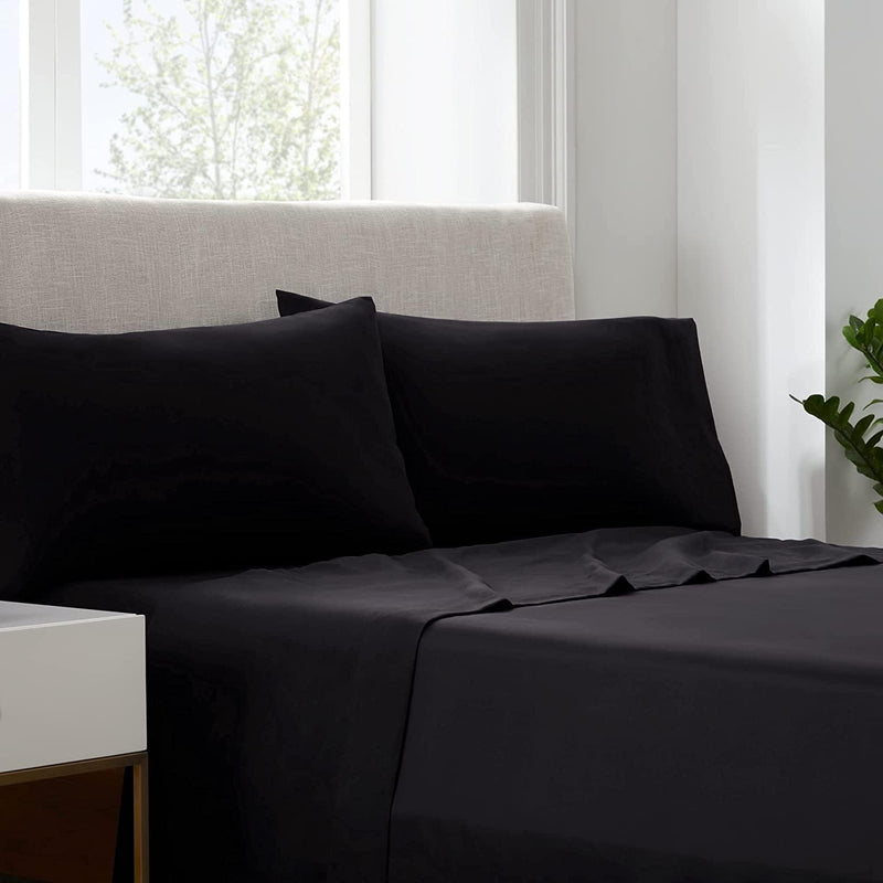 Serta Simply Clean Super Soft Hypoallergenic Stain Resistant Deep Pocket 3 Pieces Solid Bed Sheet Set, Twin XL, Silver Grey
